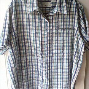 Basic Editions Plus Womens Button Up Plaid Casual Top - size 20W